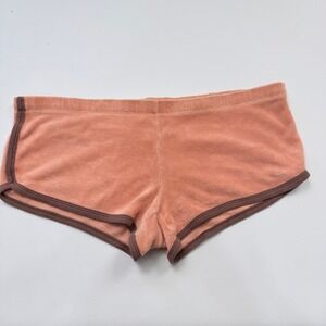 Vintage Y2K XX3 Velour Cheeky Micro Mini Shorts Hot Pants Fit M/L Low Rise Peach